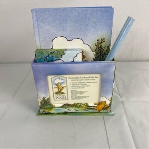 Disney Classic Pooh 5 Piece Gift Set Framed Box, Journal Memo Pad and 2 pencils